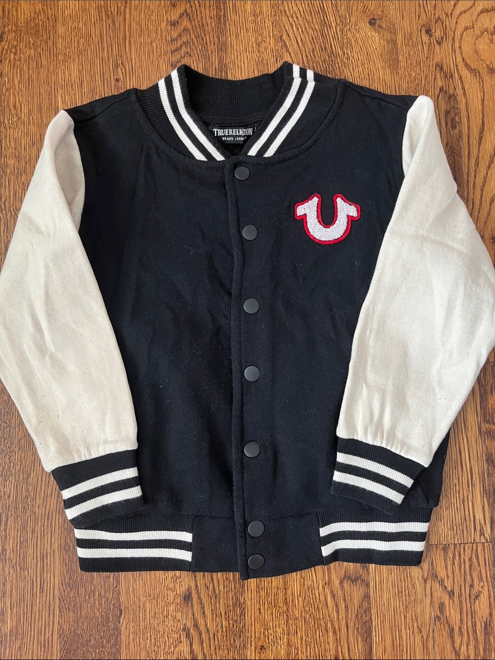 True Religion - Kids Size 4 - Varsity Jacket - Wool Blend - Black/White